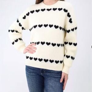 Heart Patterned Cream and Black Sweater